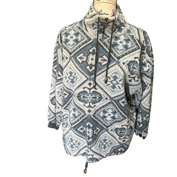 Stefano International Pullover Geometric Print Quarter Zip Sweatshirt Small - Picture 2 of 11